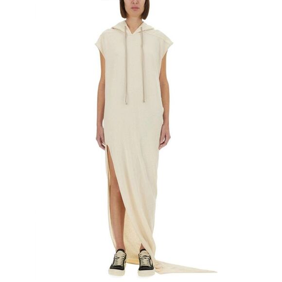 DRKSHDW Sleeveless Maxi Hooded Dress with High Slit Women IVORY Dresses